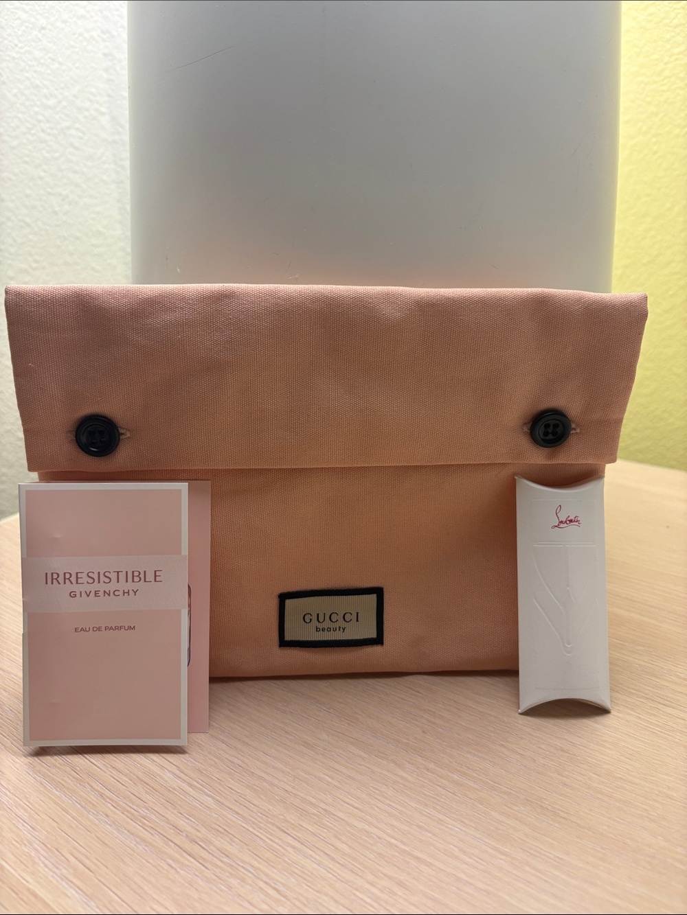 New GUCCI Beauty Button Pouch With Givenchy & Christian Louboutin Samples